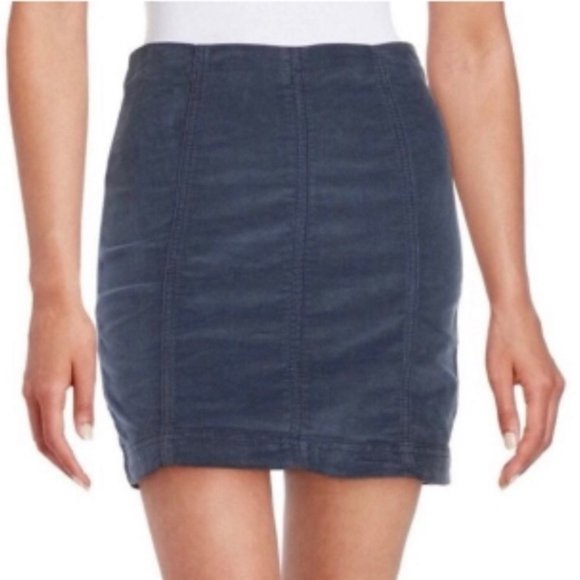 Free People Dresses & Skirts - Free People Steel Blue Corduroy Mini Skirt 4